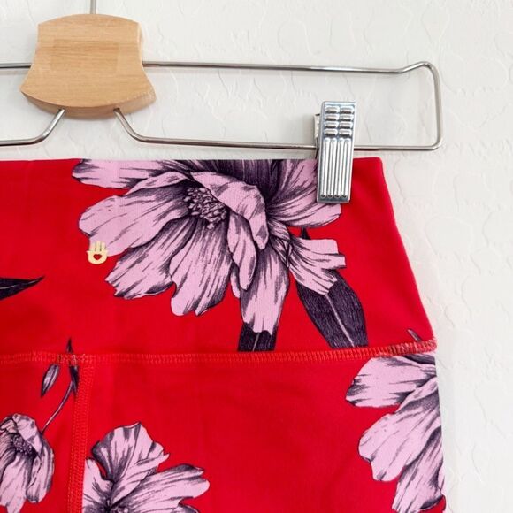 Spiritual Gangster Perfect High Rise Waist Floral Leggings Red Pink Gym Size M - Picture 7 of 9